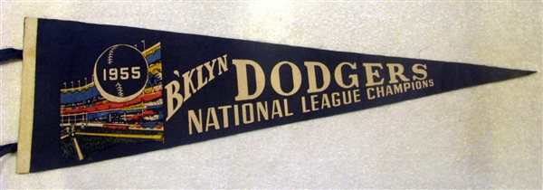1955 BROOKLYN DODGERS WORLD SERIES PENNANT - CHAMPIONSHIP YEAR - RARE!