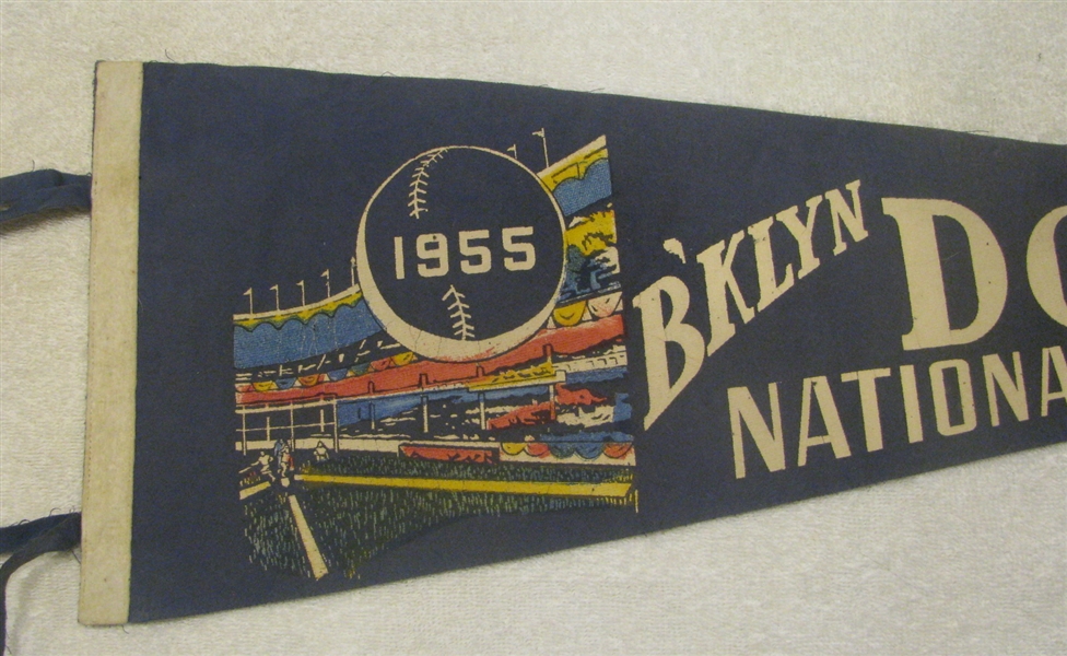 1955 BROOKLYN DODGERS WORLD SERIES PENNANT - CHAMPIONSHIP YEAR - RARE!