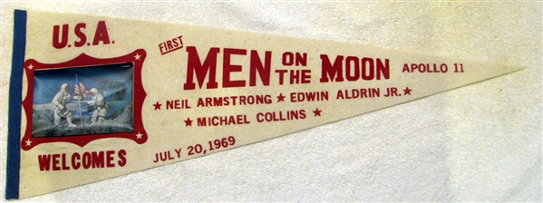 1969 APOLLO 11 FIRST MEN ON THE MOON PENNANT