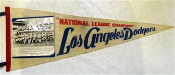 1963 LOS ANGELES DODGERS "WORLD SERIES" PHOTO PENNANT