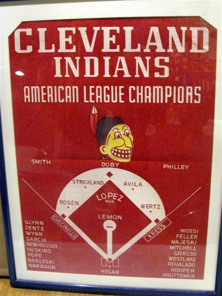 1954 CLEVELAND INDIANS AMERICAN LEAGUE CHAMPIONS SQUARE SHAPED PENNANT