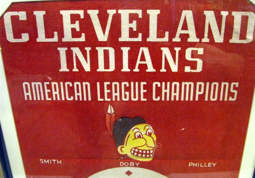 1954 CLEVELAND INDIANS AMERICAN LEAGUE CHAMPIONS SQUARE SHAPED PENNANT