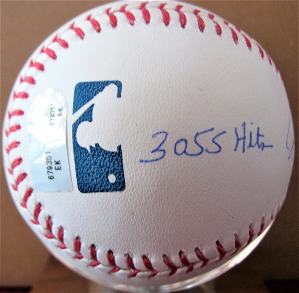 RICKY HENDERSON SIGNED STAT BASEBALL w/ STEINER COA