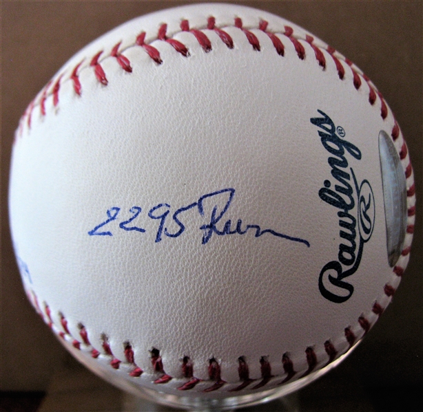 RICKY HENDERSON SIGNED STAT BASEBALL w/ STEINER COA