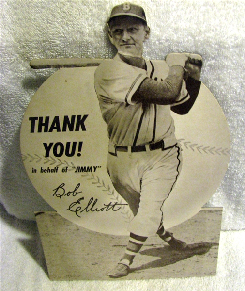 40's BOB ELLIOTT BOSTON BRAVES JIMMY FUND STAND-UP COUNTER DISPLAY