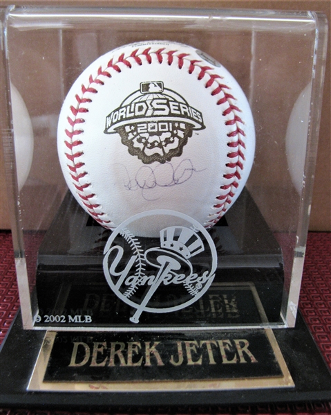 DEREK JETER 2001 WORLD SERIES GAME SIGNED BASEBALL w/STEINER 