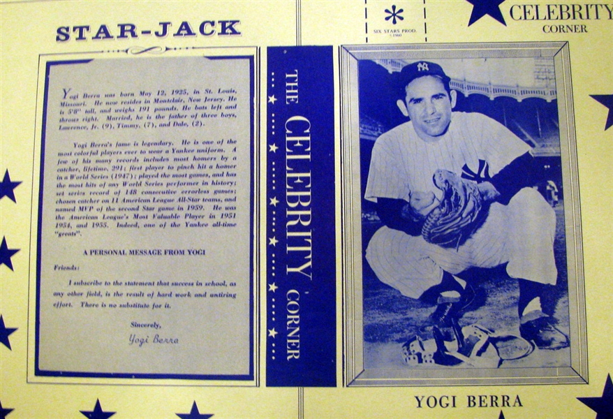 1960 MICKEY MANTLE / YOGI BERRA STAR-JACK BOOK COVERS - UNCUT