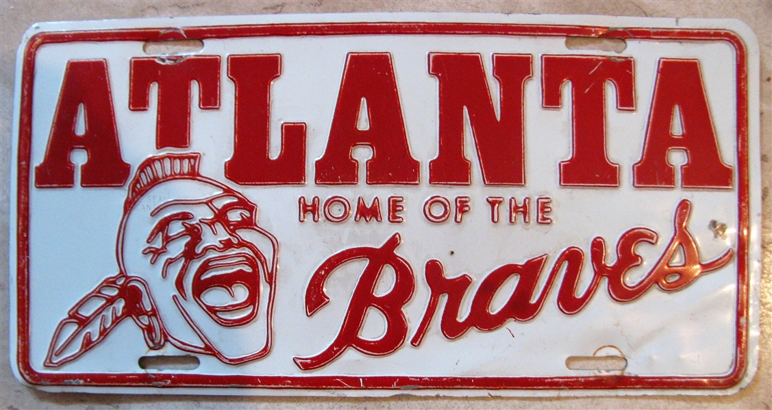 VINTAGE ATLANTA HOME OF THE BRAVES LICENSE PLATE