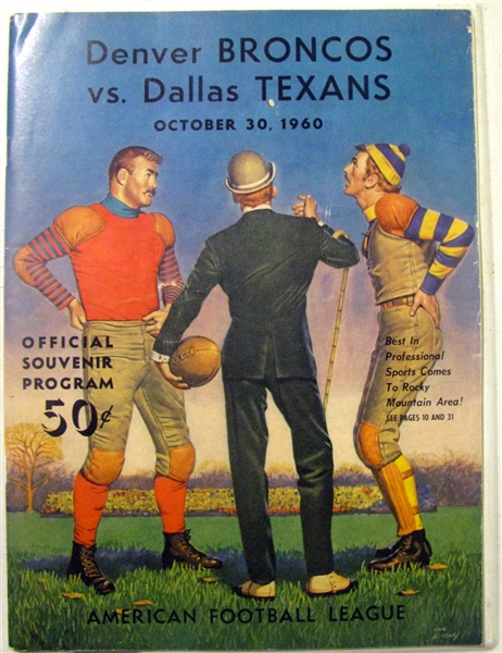 1960 AFL BRONCOS vs TEXANS PROGRAM - 1st YEAR AFL