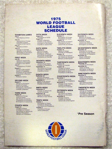 1975 WORLD FOOTBALL LEAGUE (WFL) MEDIA GUIDE