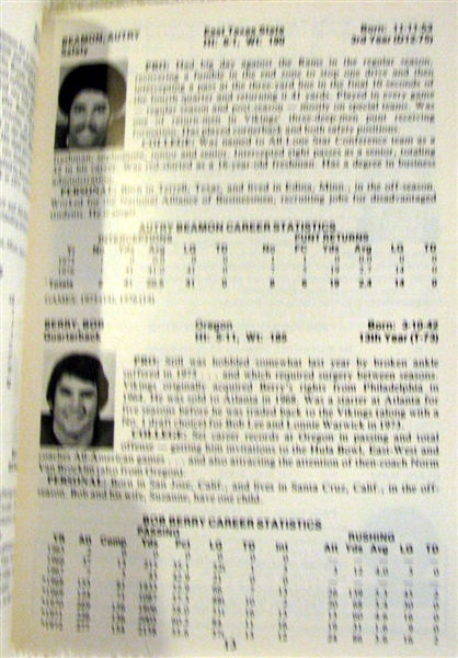 1977 MINNESOTA VIKINGS MEDIA GUIDE