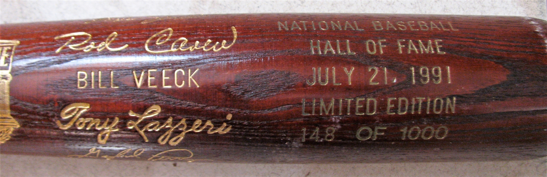 1991 BASEBALL HOF BAT w/ CAREW - JENKINS - PERRY - LAZZERI & VEECK