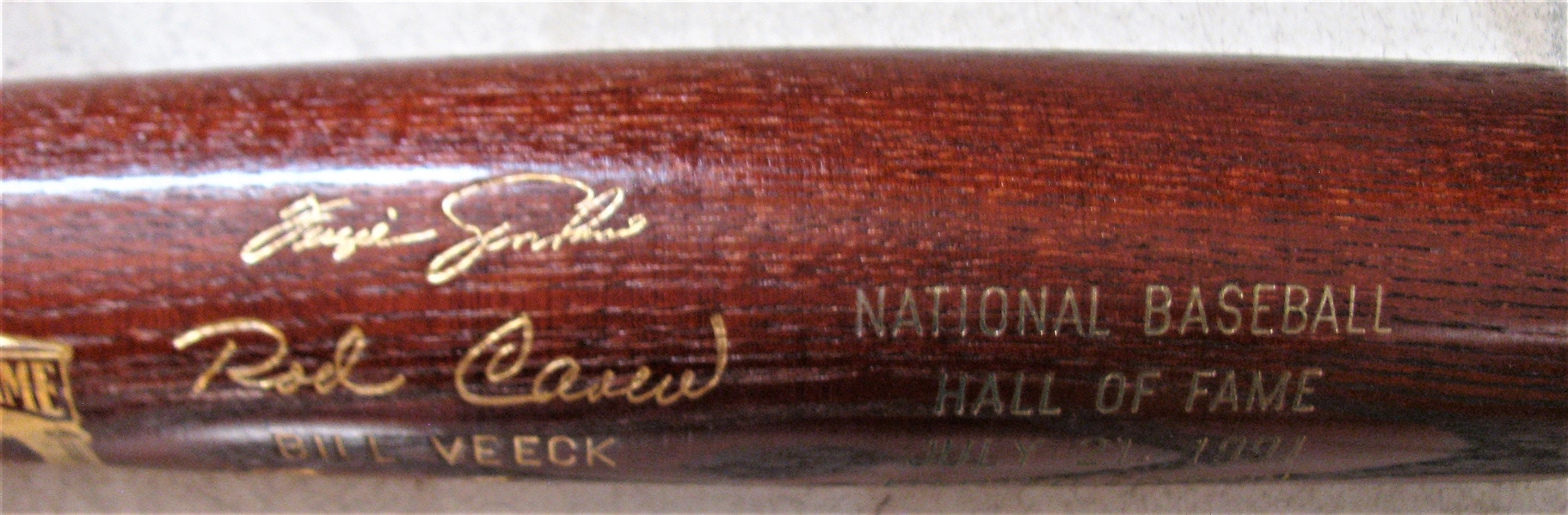 1991 BASEBALL HOF BAT w/ CAREW - JENKINS - PERRY - LAZZERI & VEECK