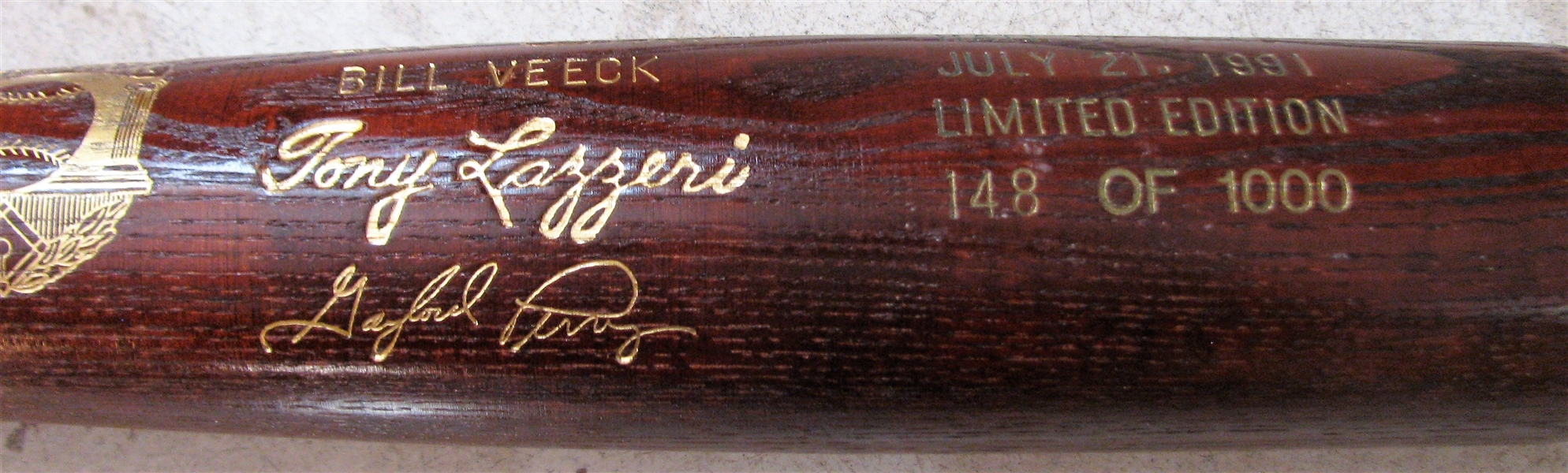 1991 BASEBALL HOF BAT w/ CAREW - JENKINS - PERRY - LAZZERI & VEECK