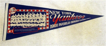 1960 NEW YORK YANKEES TEAM PHOTO "WORLD SERIES" PENNANT