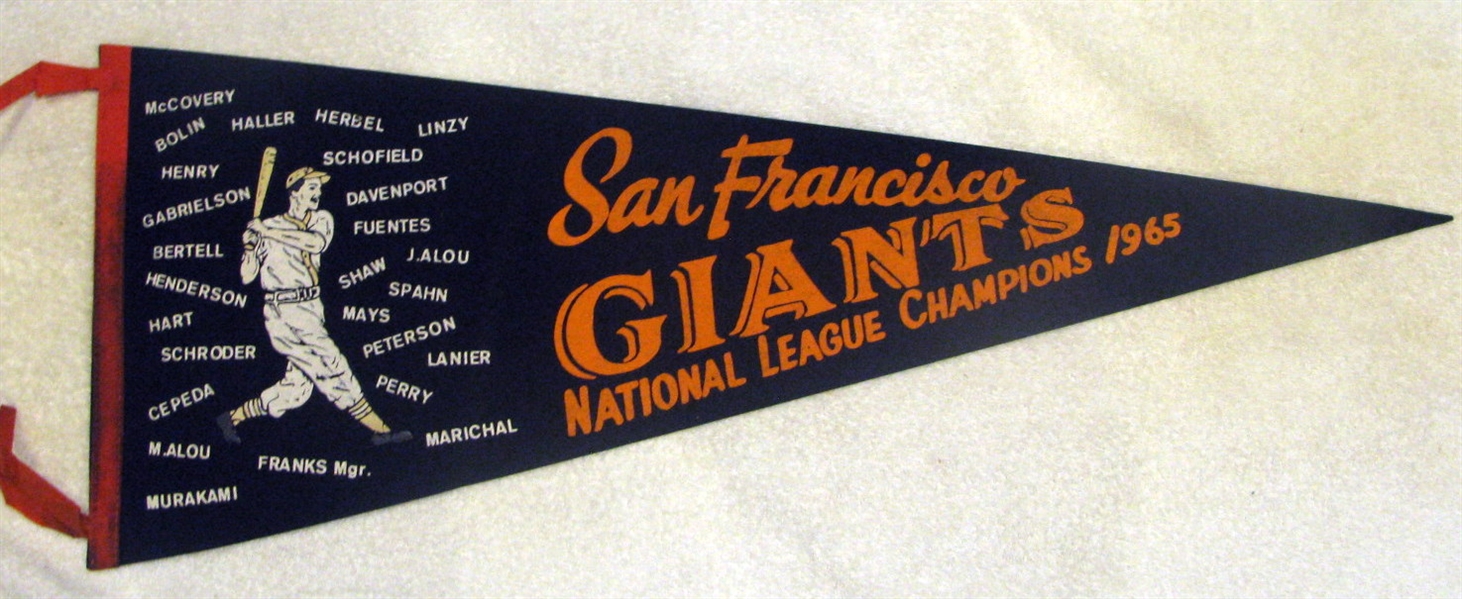 1965 SAN FRANCISCO GIANTS NATIONAL LEAGUE CHAMPIONS PHANTOM PENNANT