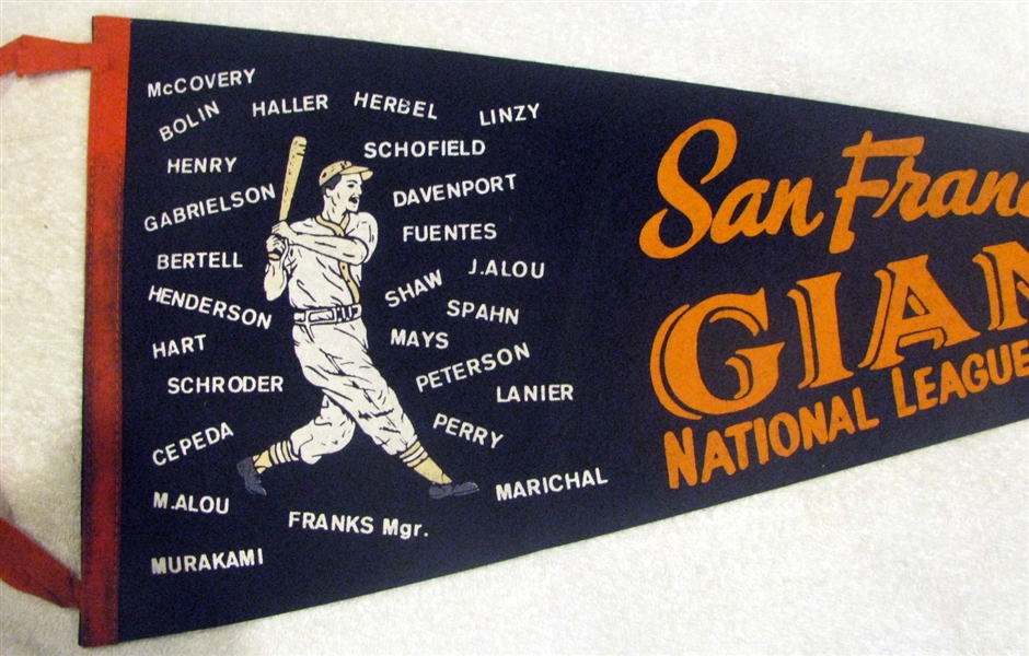1965 SAN FRANCISCO GIANTS NATIONAL LEAGUE CHAMPIONS PHANTOM PENNANT