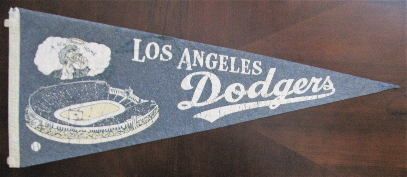 RARE - 1958 LOS ANGELES DODGERS A NEW HOME FULL SIZE PENNANT