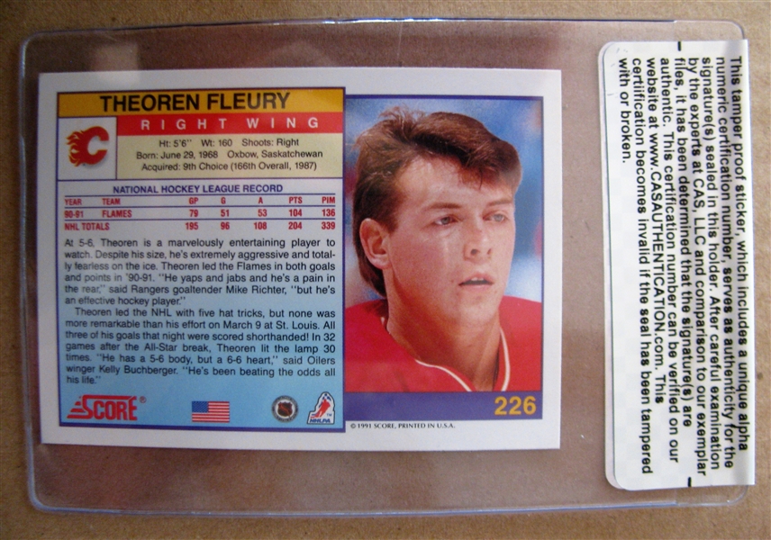 THEOREN FLEURY SIGNED HOCHEY CARD /CAS AUTHENTICATED