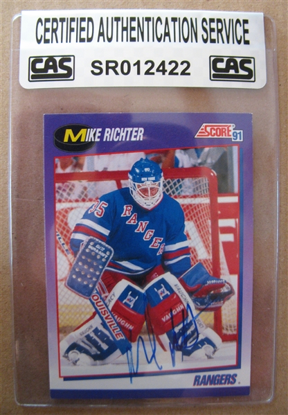 MIKE RICHTER SIGNED HOCKEY CARD /CAS AUTHENTICATED 