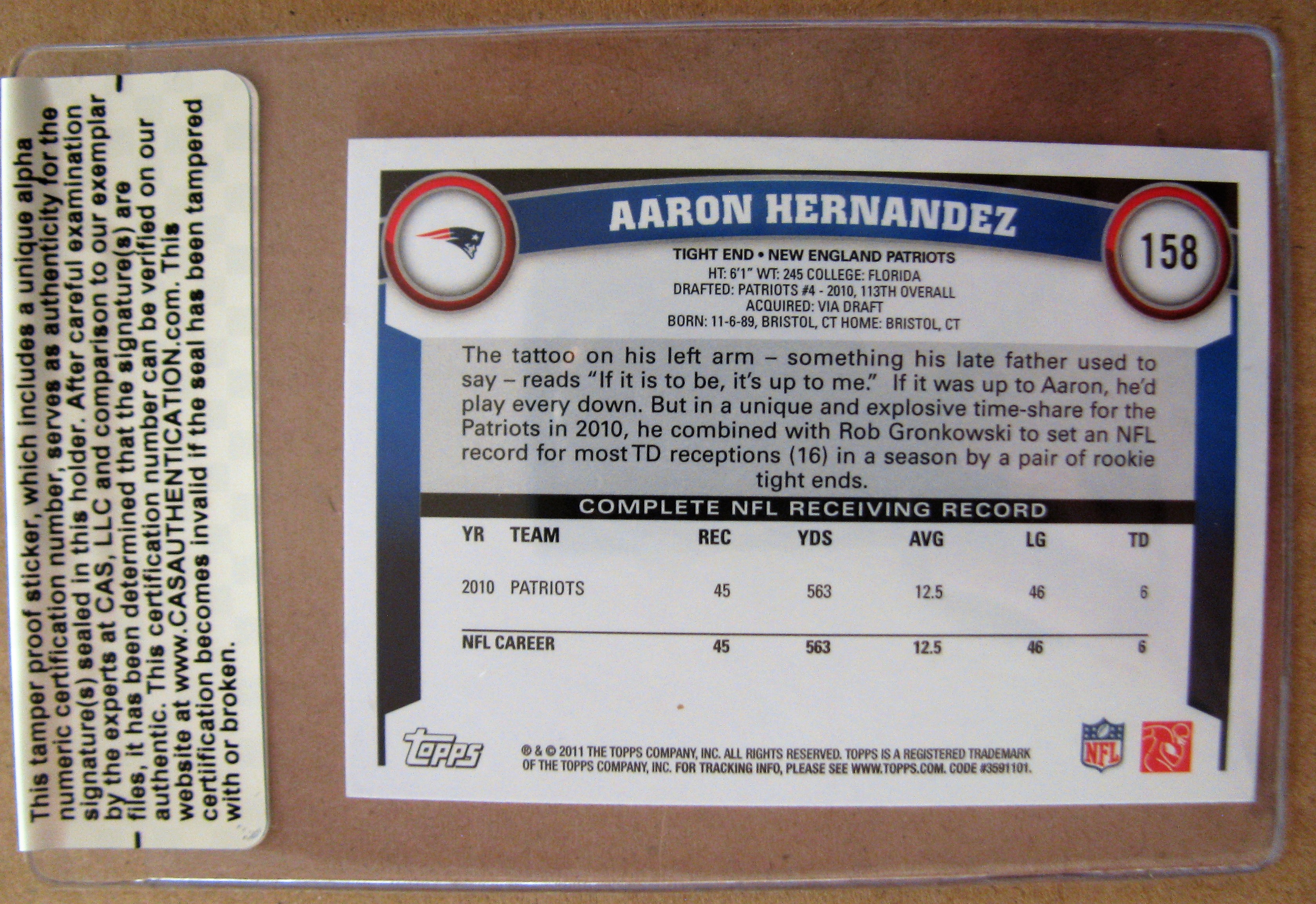 Aaron hernandez best sale signed football