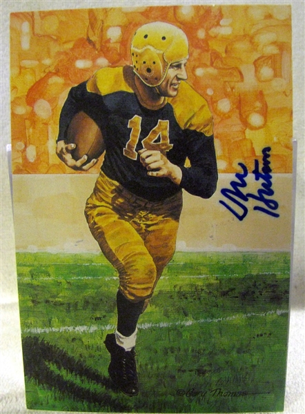 1991 DON HUTSON SIGNED GOAL LINE ART CARD w/CAS COA