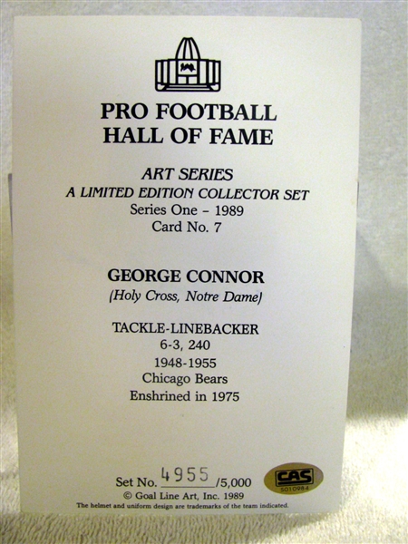 1989 GEORGE CONNOR SIGNED GOAL LINE ART CARD w/CAS COA