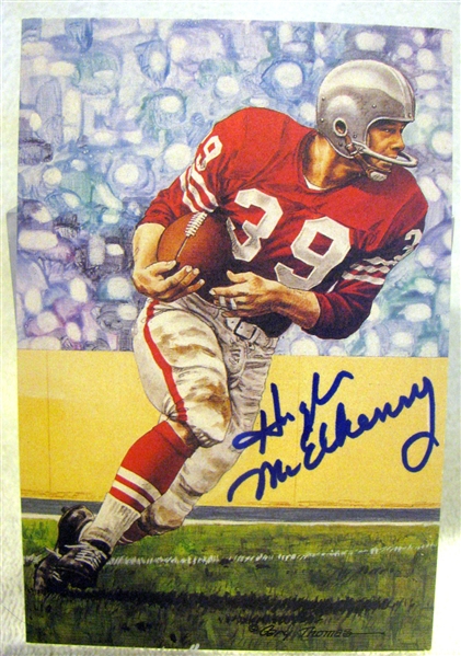 1992 HUGH MCELHENNY SIGNED GOAL LINE ART CARD w/CAS COA