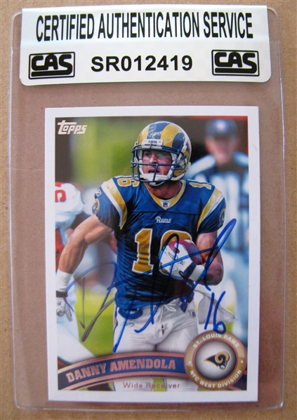 DANNY AMENDOLA SIGNED FOOTBALL CARD /CAS AUTHENTICATED