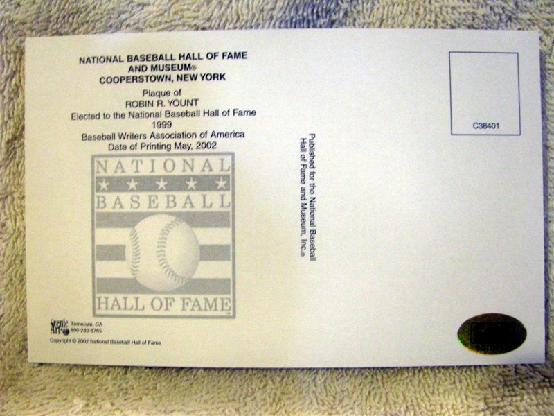 ROBIN YOUNT SIGNED HALL OF FAME POST CARD w/CAS COA