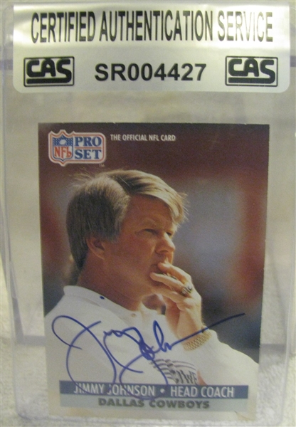 JIMMY JOHNSON SIGNED FOOTBALL CARD w/CAS