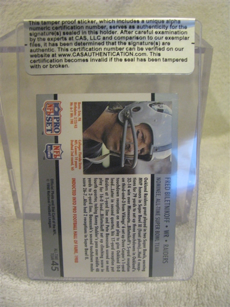 FRED BILETNIKOFF SIGNED FOOTBALL CARD w/CAS