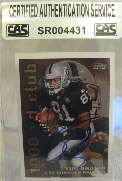 TIM BROWN SIGNED FOOTBALL CARD w/CAS