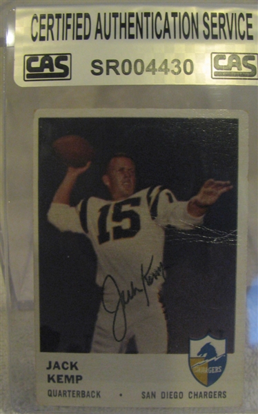 JACK KEMP SIGNED FOOTBALL CARD w/CAS