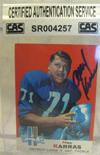 ALEX KARRAS SIGNED FOOTBALL CARD w/CAS