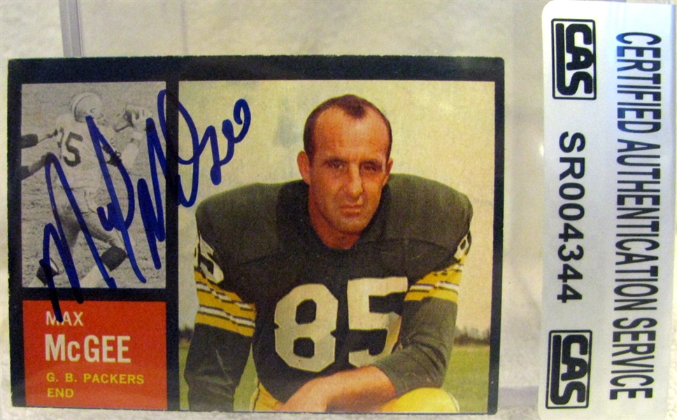 MAX MCGEE SIGNED FOOTBALL CARD w/CAS