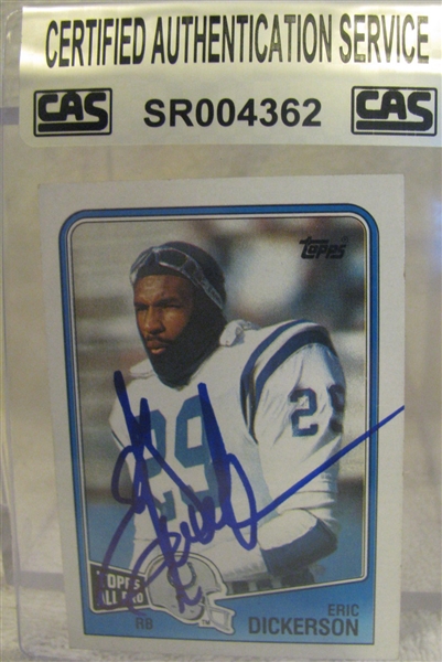 ERIC DICKERSON SIGNED FOOTBALL CARD w/CAS