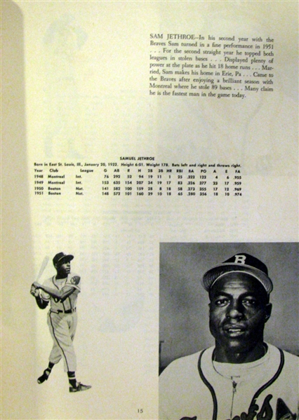 1952 BOSTON BRAVES YEARBOOK - LAST YEAR IN BOSTON