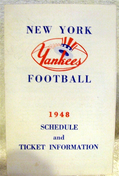 1948 AAFC NEW YORK YANKEES SCHEDULE BOOKLET