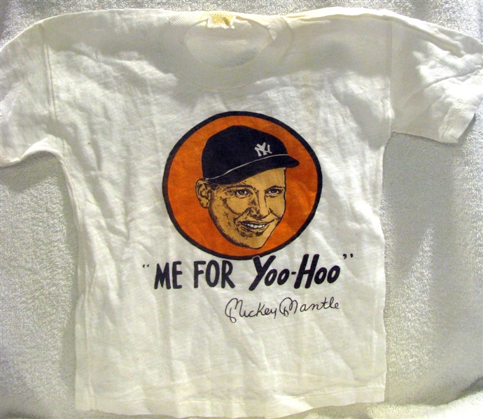 60's MICKEY MANTLE YOO-HOO T-SHIRT- SUPER RARE!