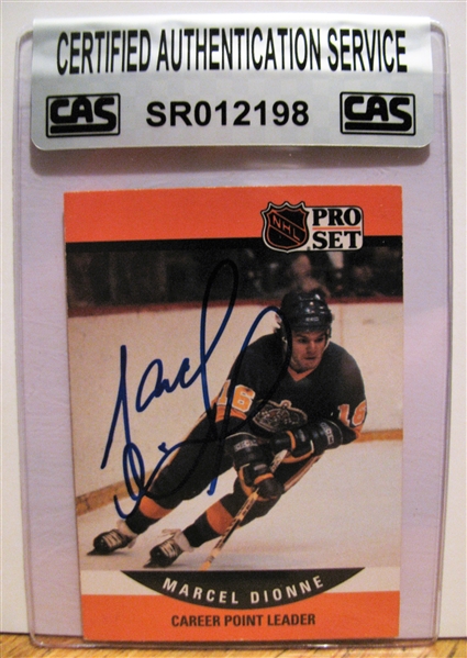 MARCEL DIONNE SIGNED HOCKEY CARD /CAS AUTHENTICATED