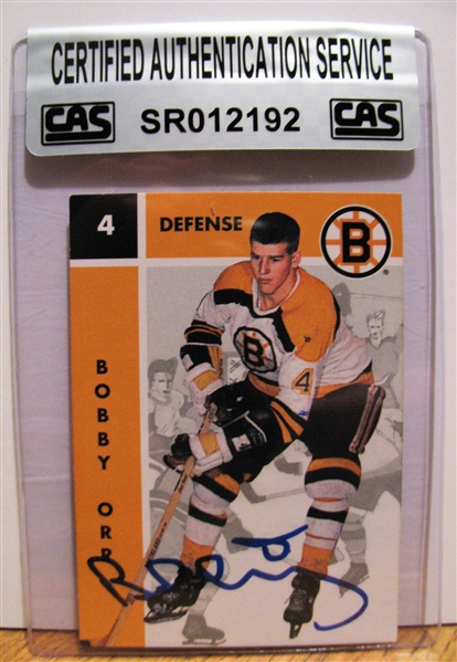 BOBBY ORR SIGNED HOCKEY CARD /CAS AUTHENTICATED