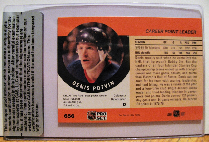 DENIS POTVIN SIGNED HOCKEY CARD /CAS AUTHENTICATED