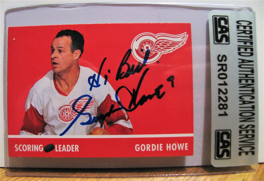 GORDIE HOWE SIGNED HOCKEY CARD /CAS AUTHENTICATED