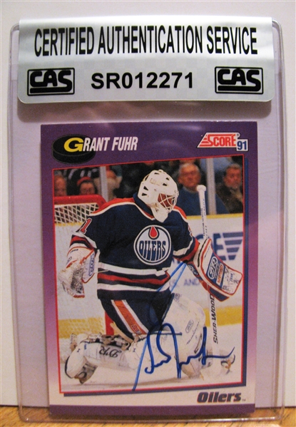 GRANT FUHR SIGNED HOCKEY CARD /CAS AUTHENTICATED