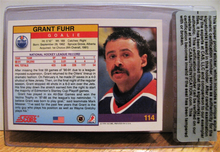 GRANT FUHR SIGNED HOCKEY CARD /CAS AUTHENTICATED