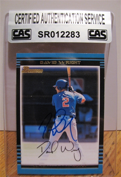 DAVID WRIGHT SIGNED ROOKIE BASEBALL CARD /CAS AUTHENTICATED