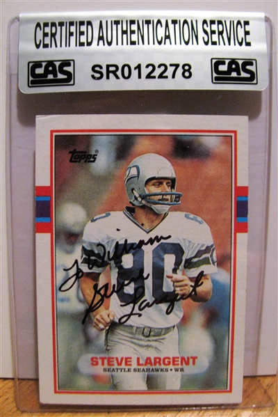 STEVE LARGENT SIGNED FOOTBALL CARD /CAS AUTHENTICATED