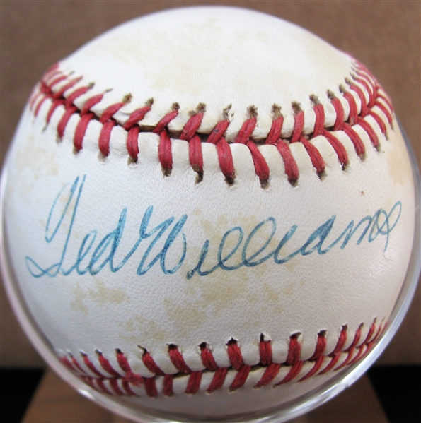 TED WILLIAMS SINGLE SIGNED BASEBALL w/CAS LOA