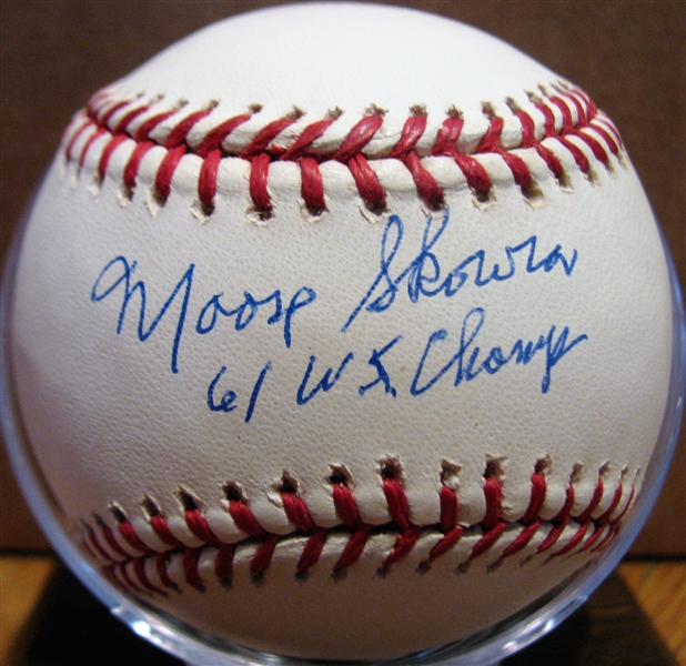 MOOSE SKOWRON 61 WORLD SERIES CHAMPS SIGNED BASEBALL w/CAS COA